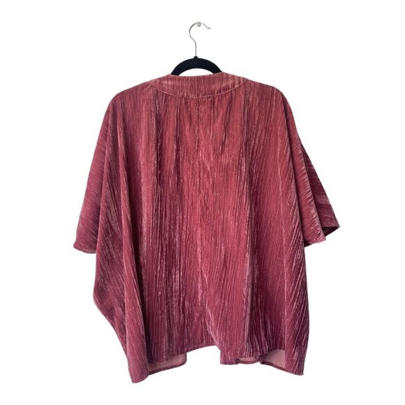 A New Day Open Cardigan Crushed Velvet One Size Boho Kimono Burgundy Pink - Picture 6 of 10
